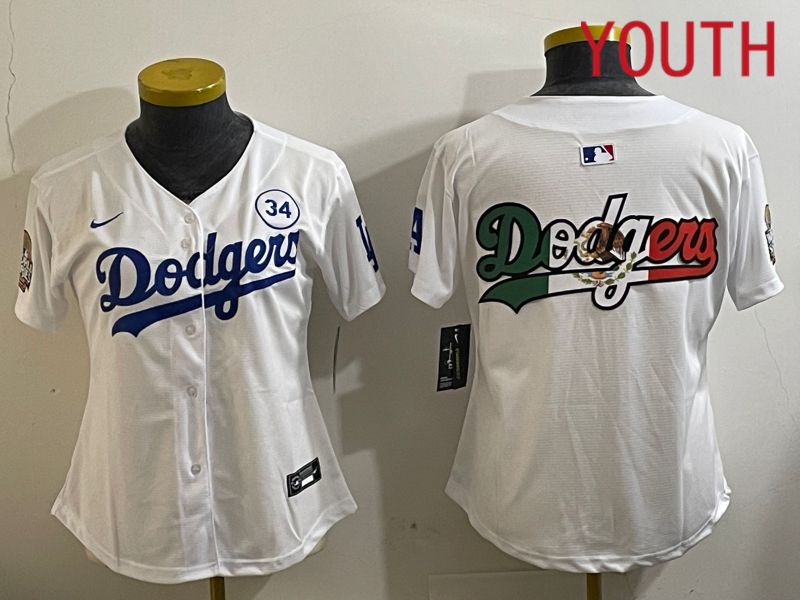 Youth Los Angeles Dodgers Blank White Game 2024 Nike MLB Jersey style 11212